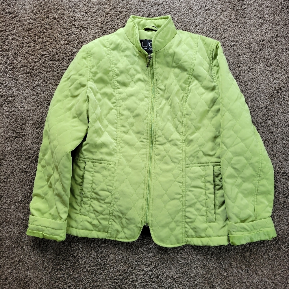 Utex Design green fitted jacket small womans zip up